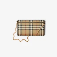 Check Chain Strap Wallet in Archive beige/military - Women | Burberry® Official