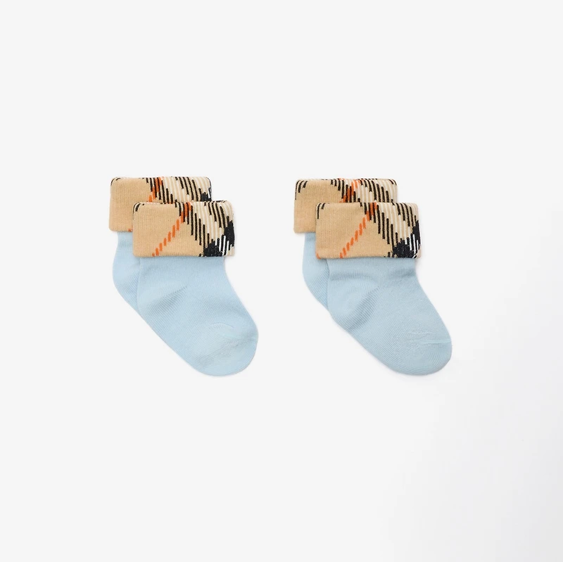 Two-piece Cotton Blend Socks Set in Ice /sand beige