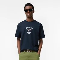 Check Flag Cotton T-shirt in Navy - Men | Burberry® Official