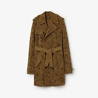 Mid-length Paisley Suede Lawshall Trench Coat in Tan brown - Men, Leather | Burberry® Official