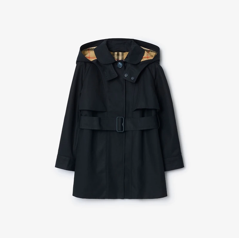 Cotton Hooded Trench Coat in Storm blue | Burberry® Official
