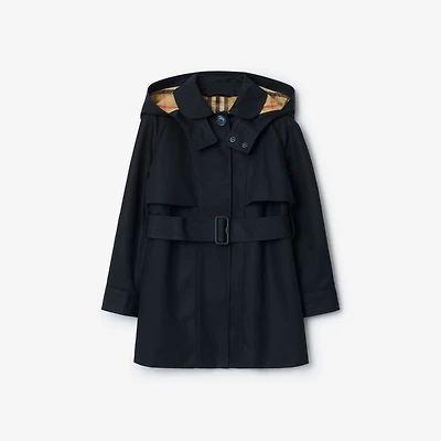 Cotton Hooded Trench Coat in Storm blue | Burberry® Official