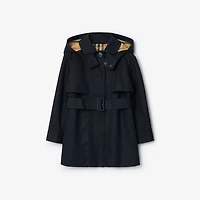 Cotton Hooded Trench Coat in Storm blue | Burberry® Official