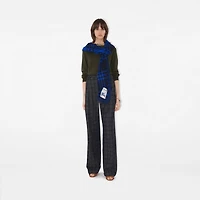 Wide Check Wool Silk Scarf in Ink/blue | Burberry® Official