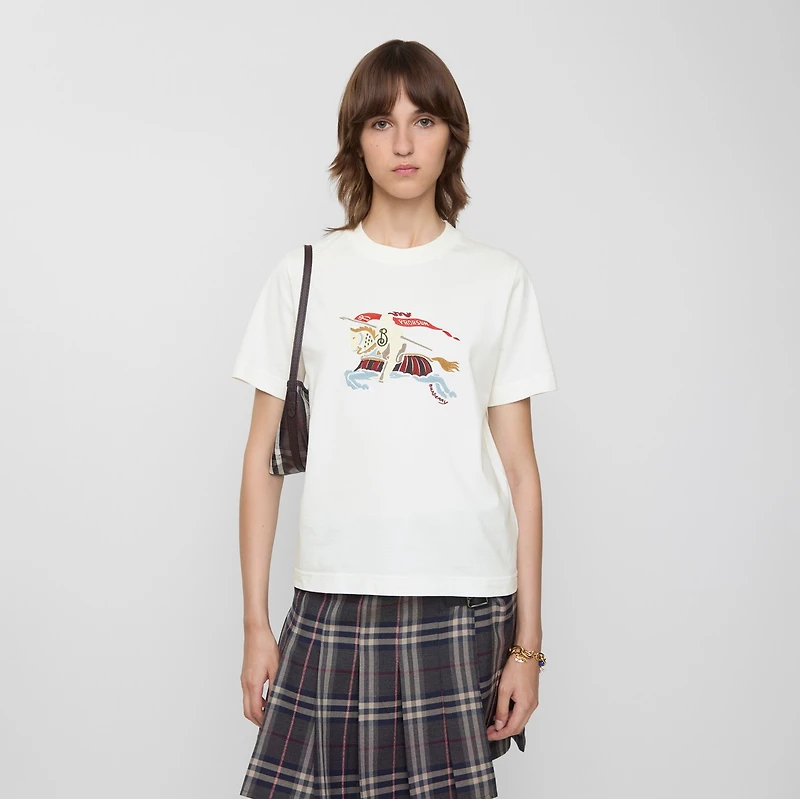 EKD Cotton T-shirt in Chalk - Women | Burberry® Official