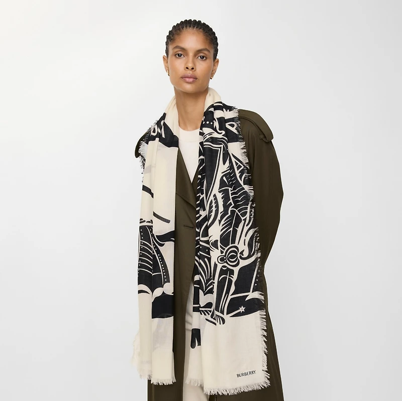 Wide EKD Wool Scarf in Calico | Burberry® Official