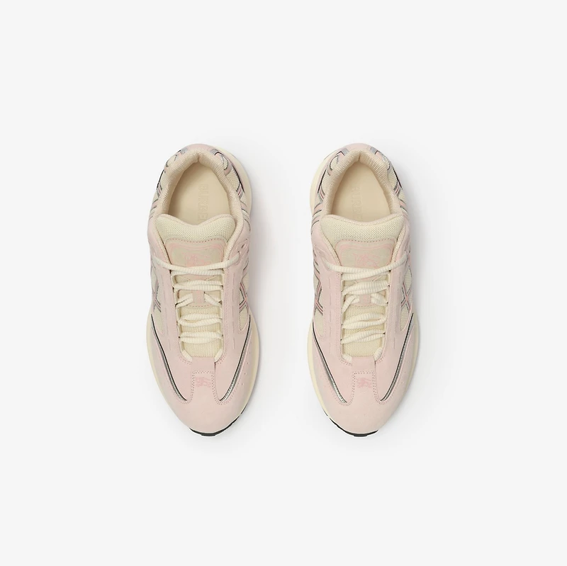 Nylon, Suede and Leather Eclipse Sneakers in Baby pink/silver - Women | Burberry® Official