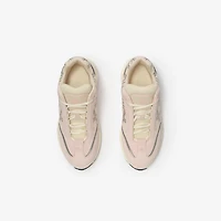 Nylon, Suede and Leather Eclipse Sneakers in Baby pink/silver - Women | Burberry® Official