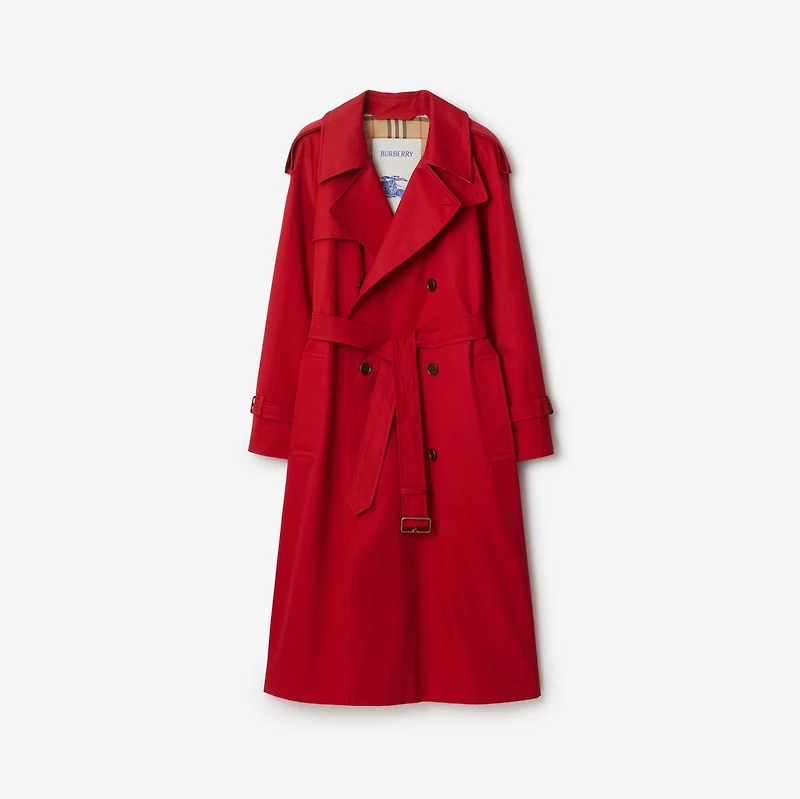 Long Castleford Trench Coat in Currant - Women, Cotton | Burberry® Official