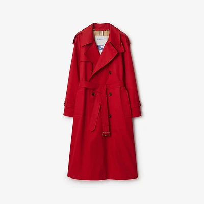 Long Castleford Trench Coat in Currant - Women, Cotton | Burberry® Official