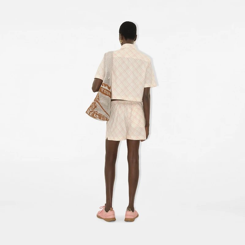 Cropped Check Cotton Shirt in Dusky rose - Women | Burberry® Official