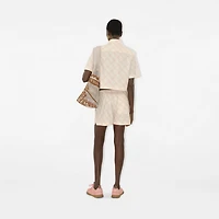 Cropped Check Cotton Shirt in Dusky rose - Women | Burberry® Official