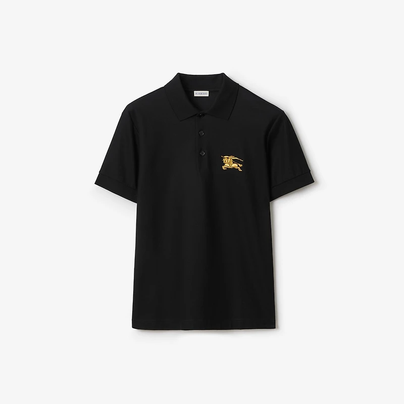Metallic EKD Cotton Polo Shirt in Black - Men | Burberry® Official