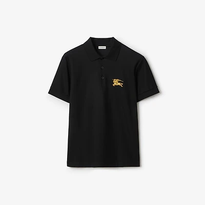 Metallic EKD Cotton Polo Shirt in Black - Men | Burberry® Official