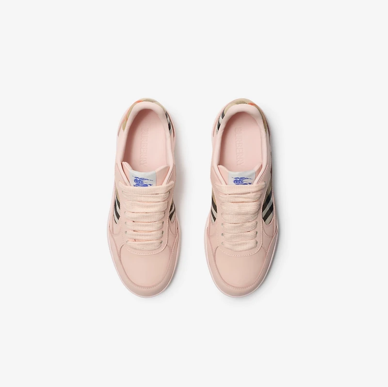 Leather and Check Terrace Sneakers​ in Flora/sand - Women | Burberry® Official