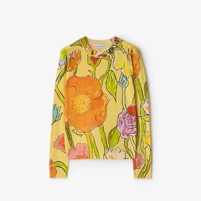 Highgrove Cascading Flowers Wool Sweater in Yellow - Women | Burberry® Official