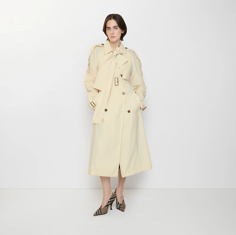 Long Canvas Trerose Trench Coat in Tundra beige - Women | Burberry® Official