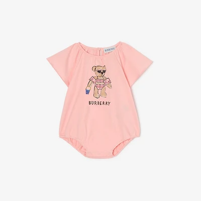 Beach Bear Cotton Bodysuit in Peony pink - Children | Burberry® Official