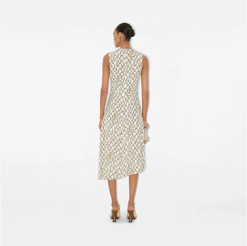 Knot Silk Dress in Thatch - Women | Burberry® Official