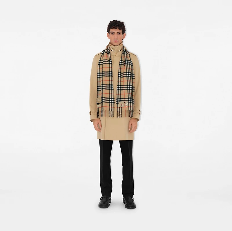 Badge Check Cashmere Scarf in Sand | Burberry® Official