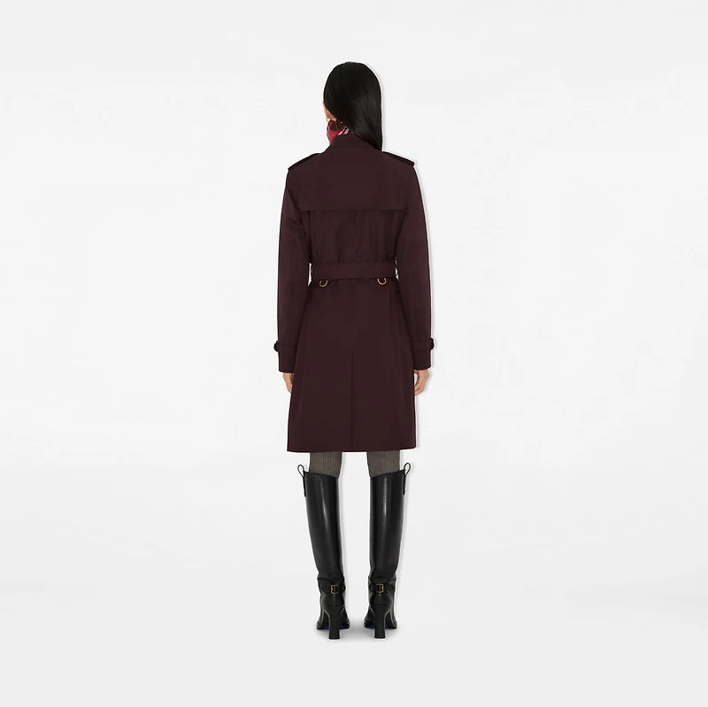 Mid-length Gabardine Kensington Trench Coat in Wine red - Women | Burberry® Official