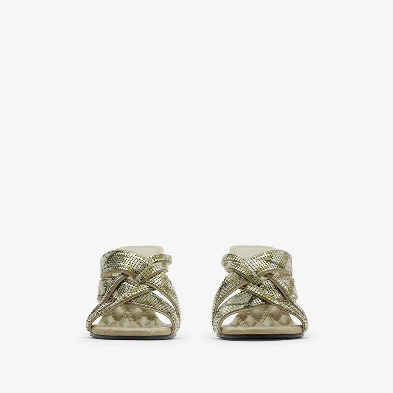 Check Mesh Cabana Maille Mules in Skylark - Women | Burberry® Official