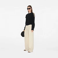 Check Epaulette Wool Cashmere Blend Sweater in Black - Women | Burberry® Official