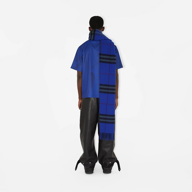 Wide Check Cashmere Scarf in Knight/ivy | Burberry® Official