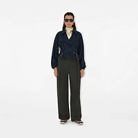 Satin Hooded Trench Jacket in Navy - Women, Nylon | Burberry® Official
