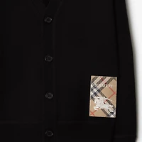 Check Label Wool Cardigan in Black | Burberry® Official