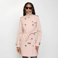Short Tropical Gabardine Kensington Trench Coat in Pale sugar pink - Women, Cotton Gabardine | Burberry® Official