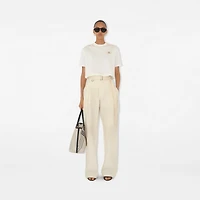 Cropped Cotton T-shirt in Chalk - Women | Burberry® Official