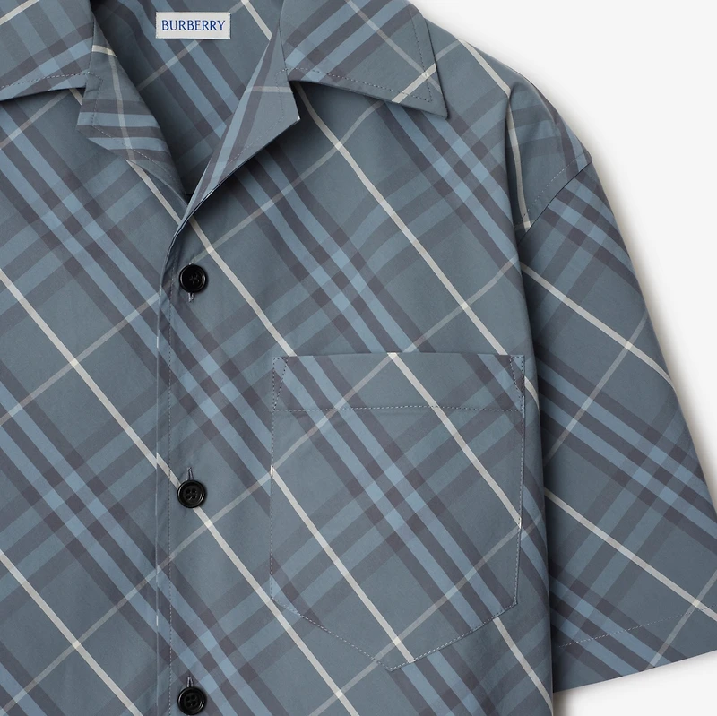 Relaxed Fit Check Cotton Shirt in Pewter - Men | Burberry® Official