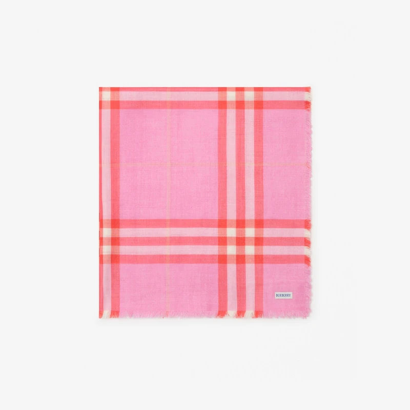Reversible Check Wool Silk Scarf in Cami pink/glaze pink | Burberry® Official
