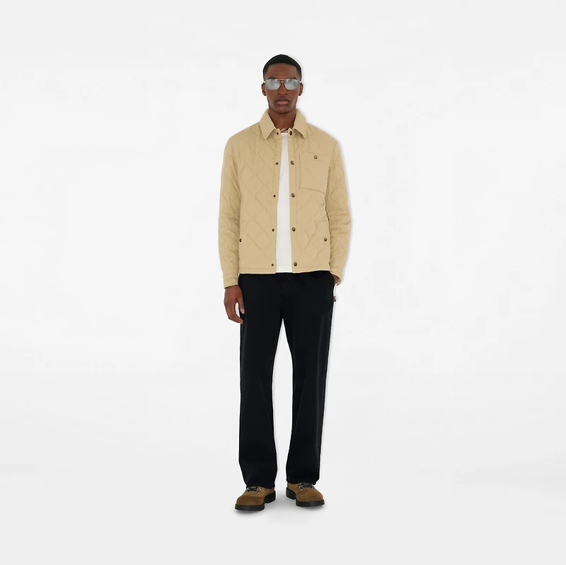 Quilted Gabardine Overshirt in Hamper beige - Men | Burberry® Official