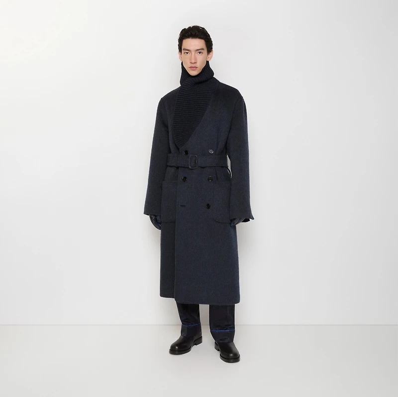Wool Mohair Blend Coat in Night melange - Men | Burberry® Official