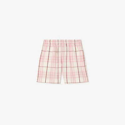Check Cotton Shorts in Flora pink | Burberry® Official