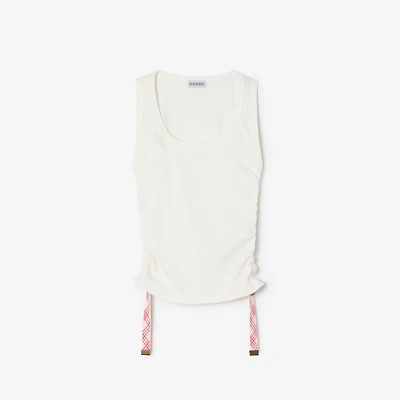 Festival Cotton Blend Tank Top in Chalk white - Women | Burberry® Official
