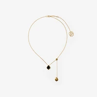 Onyx Shield Pendant Necklace in Gold/black/clear - Women | Burberry® Official