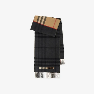 Contrast Check Cashmere Scarf in Archive beige/black | Burberry® Official