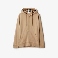 Cotton Blend Zip Hoodie in Soft fawn - Men | Burberry® Official