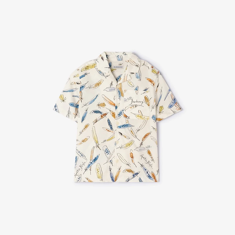 Feather Print Cotton Shirt in Ink blue | Burberry® Official
