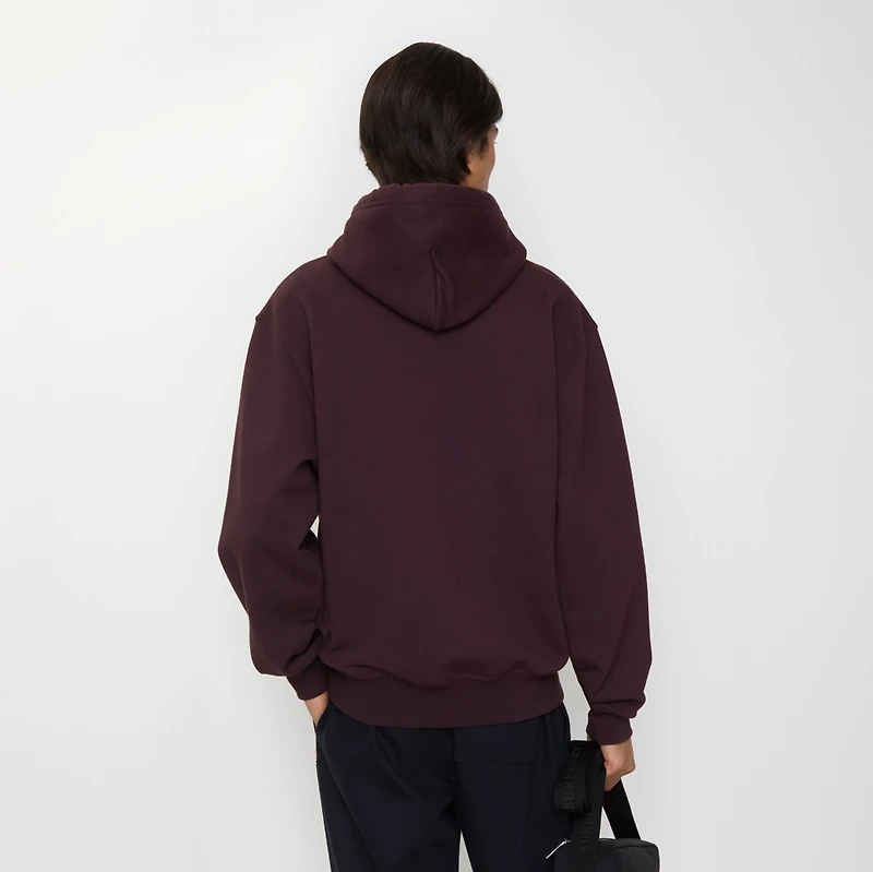 Check Label Cotton Hoodie in Wine red - Men | Burberry® Official