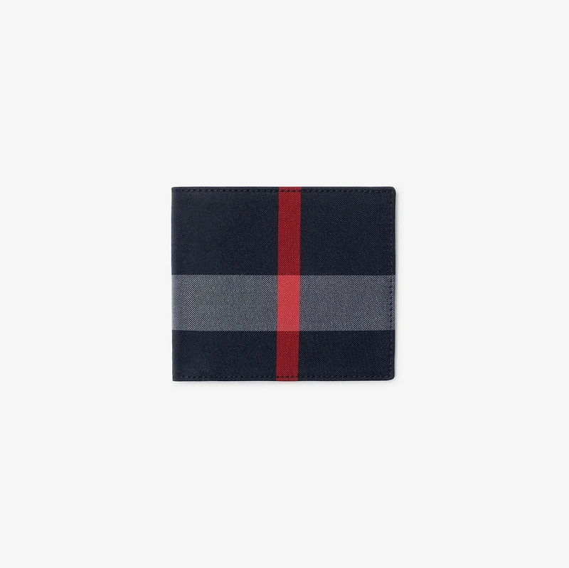 Check Bifold Wallet in Navy/grey - Men | Burberry® Official