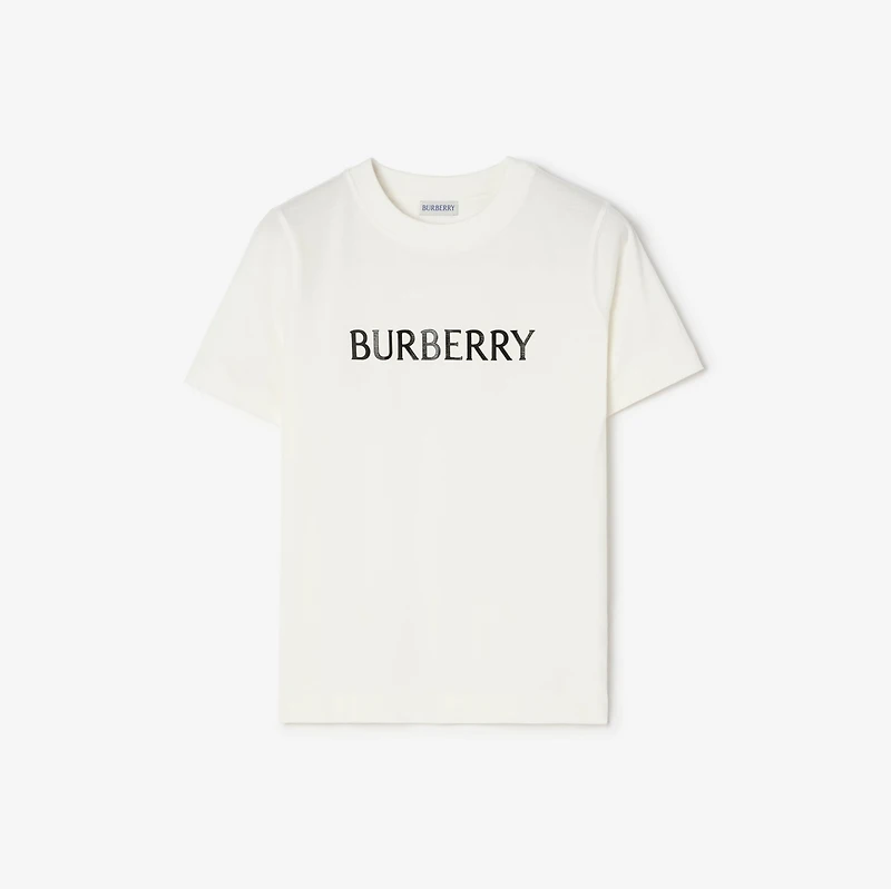 Logo Cotton T-shirt in Chalk white - Women | Burberry® Official