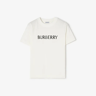Logo Cotton T-shirt in Chalk white - Women | Burberry® Official