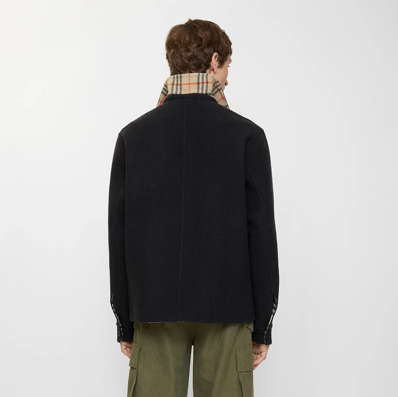 Wool Overshirt in Black/sand beige - Men | Burberry® Official