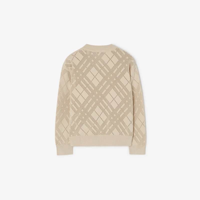 Pointelle Knit Cotton Cardigan in Clam beige | Burberry® Official