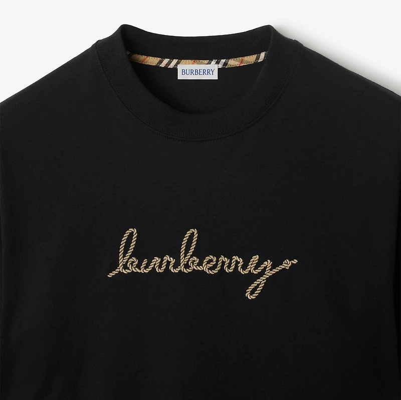 Check EKD Cotton T-shirt in Black - Men | Burberry® Official