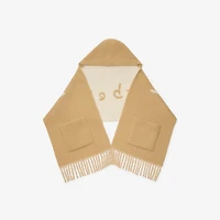 Logo Alpaca Wool Blend Hooded Scarf in Sand beige | Burberry® Official